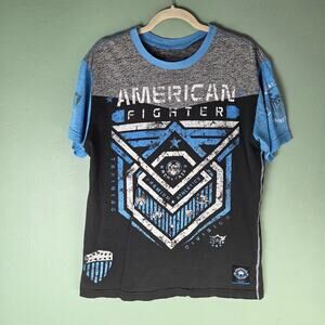 American Fighter Mens Large Blue Black Abyss Kendrick Crewneck Graphic T Shirt